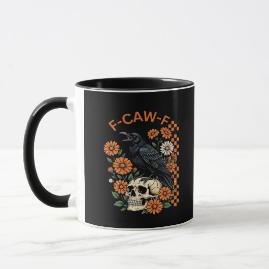 Mug Corbeau F-Caw-F Drôle Halloween Gothique Créatif (Gauche)