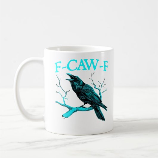 Mug Corbeau F-Caw-F Oiseau Drôle Design Rétro Créatif (Gauche)