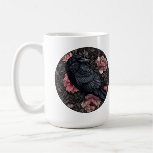 Mug Corbeau gothique fleurs vintages