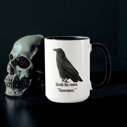 Mug Corbeau noir avec citation de Poe