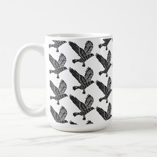 Mug Corbeau noir et blanc Coupe Lino (Gauche)