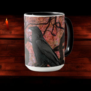Mug Corbeau noir et érable gris japonais