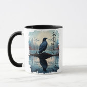 Mug Corbeau par réflexion de lac tranquille (Gauche)
