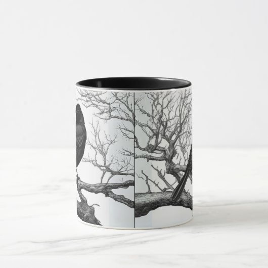 Mug Corbeau perché sur des branches nues d'hiver (Centre)