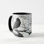 Mug Corbeau perché sur des branches nues d'hiver (Devant gauche)
