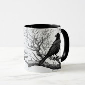 Mug Corbeau perché sur des branches nues d'hiver (Devant droit)
