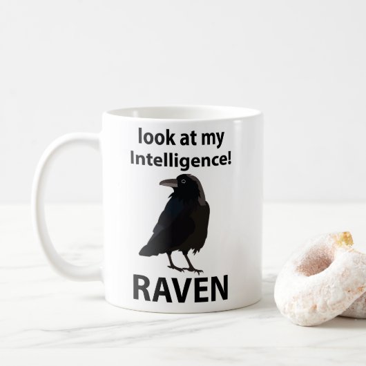 Mug Corbeau Regarde Mon Intelligence Corbeau (Avec donut)