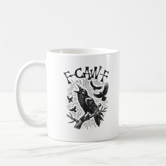 Mug Corbeau Rétro Drôle F-Caw-F (Gauche)