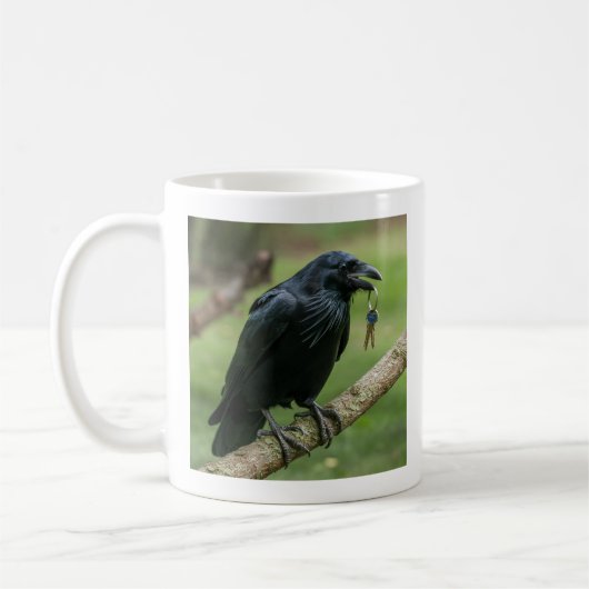 Mug Corbeau sur une branche avec clé (Gauche)