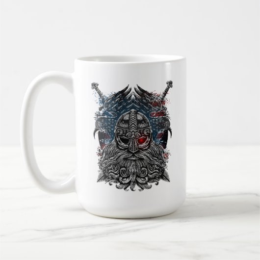 Mug Corbeaux et épées d'Odin Mythologie Viking drapeau (Gauche)