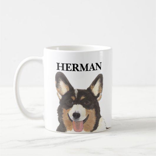Mug Corgi à tête noire personnalisée (Gauche)