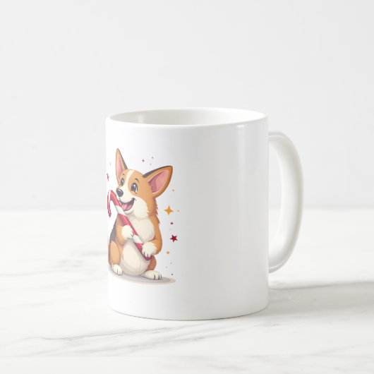 Mug Corgi Candy Cane Joy (Devant droit)