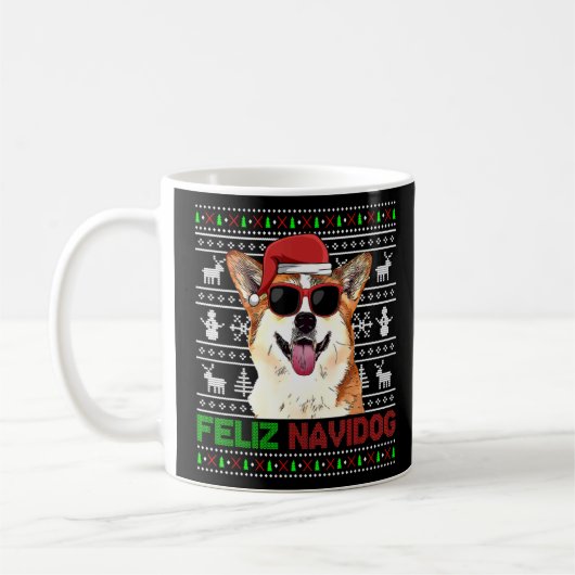 Mug Corgi Chien Feliz Navidog Funny Noël (Gauche)
