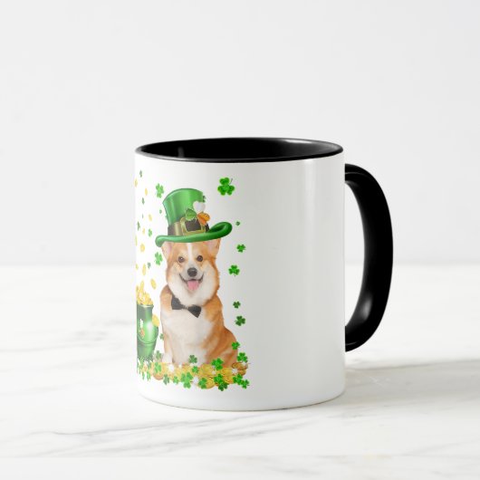 Mug Corgi Chien Joyeux St. Patricks Day (Devant droit)