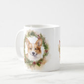 Mug Corgi Christmas Wreath Festive Pup (Devant gauche)