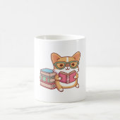 Mug Corgi Cute Avec Verres Lecture Livre (Centre)