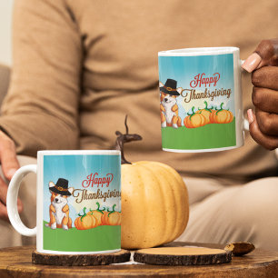 Mug Corgi de Thanksgiving mignonne en Casquette de pèl
