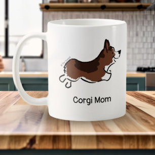 Mug Corgi Dessin Animé Personnalisé Simple Blanc