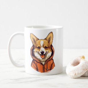 Mug Corgi Drôle Portant un Sweat à Capuche