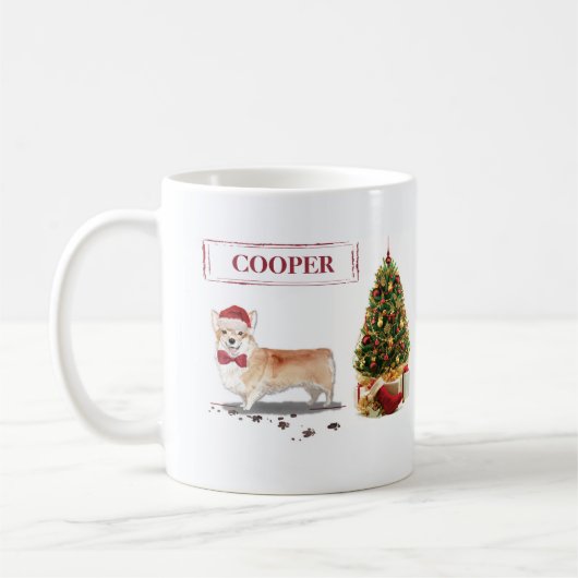Mug Corgi Funny Chien de Noël avec arbre (Gauche)
