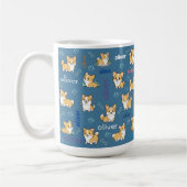 Mug Corgi gallois os et coeurs avec nom (Gauche)