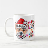 Mug Corgi Head Santa Hat Chien de Noël personnalisé (Gauche)