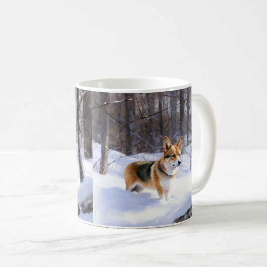 Mug Corgi laisse neiger Noël (Devant droit)