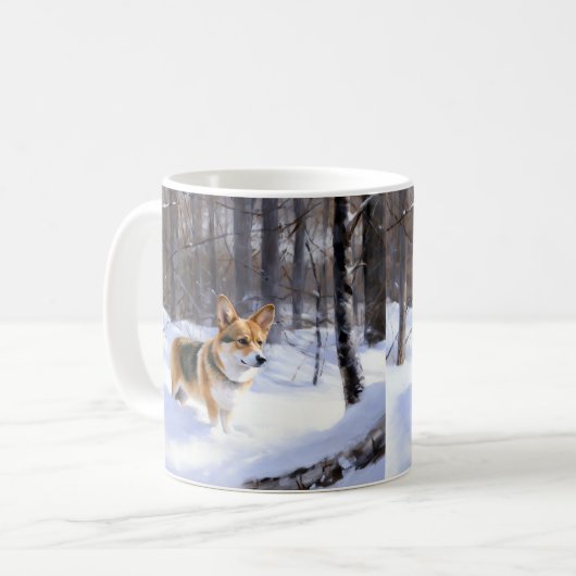 Mug Corgi laisse neiger Noël (Devant gauche)