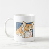 Mug Corgi léchant le pot de beurre d'arachide (Gauche)