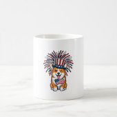 Mug Corgi patriote Feu d'artifice Chien Conception vec (Centre)