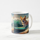 Mug Corgi Plage Surf Peinture (Devant droit)