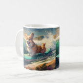 Mug Corgi Plage Surf Peinture (Devant gauche)