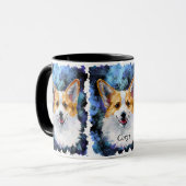 Mug Corgi Portrait sur Abstrait Personnalisé (Devant gauche)