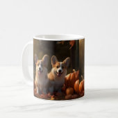 Mug Corgi Puppy Automne Citrouille de plaisir (Devant gauche)
