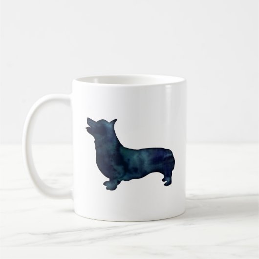Mug Corgi race Chien Noir Aquarelle Silhouette (Gauche)