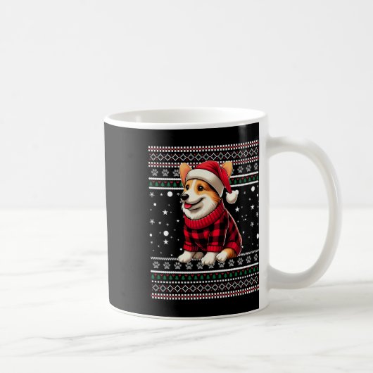 Mug Corgi Ugly Funny Santa Hat Buffalo Plaid Noël (Droite)