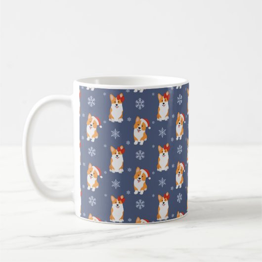 Mug Corgis à Santa Hats et Snowflakes Motif (Gauche)