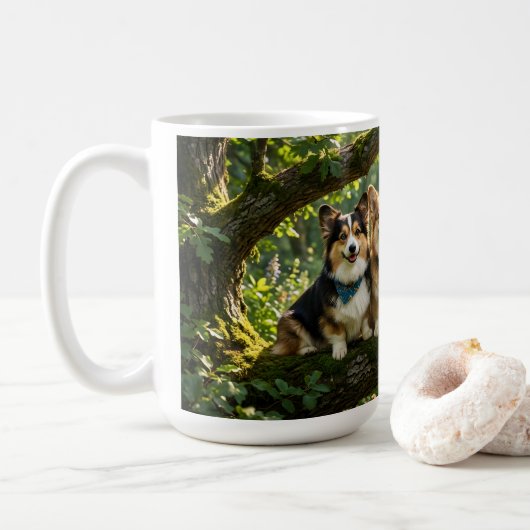 Mug Corgis et oiseau (Avec donut)
