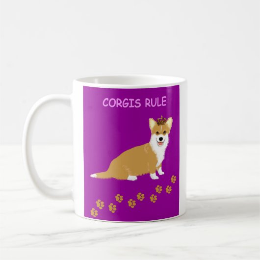 Mug Corgis Rule Purple (Gauche)