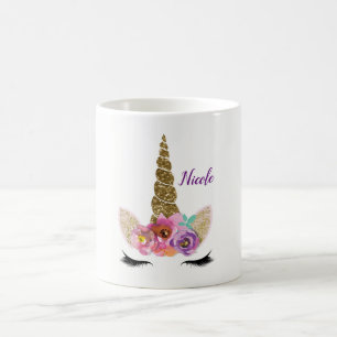 Mug Corne de licorne à paillettes dorées Filles person