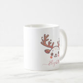 Mug Corne de rennes de Noël Visage Personnalisé Nom (Devant droit)