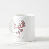 Mug Corne de rennes de Noël Visage Personnalisé Nom (Devant gauche)