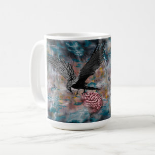 Mug Corneille corneille Noir Cerveau Oiseau Abstrait A