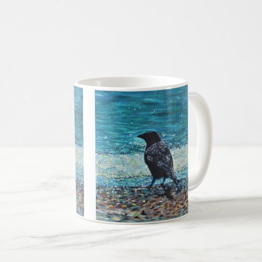 Mug Corneille sur la peinture de plage (Devant droit)