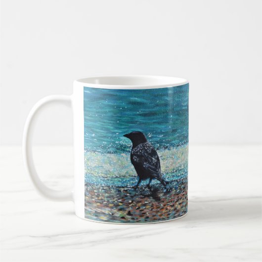 Mug Corneille sur la peinture de plage (Gauche)