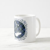 Mug Cornemuse Silhouette sur tartan (Devant droit)