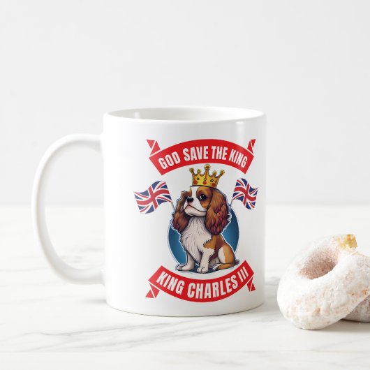 Mug Coronation Cavalier King Charles (Avec donut)