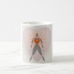 Mug Corps humain avec grand coeur Rayons de lumière
