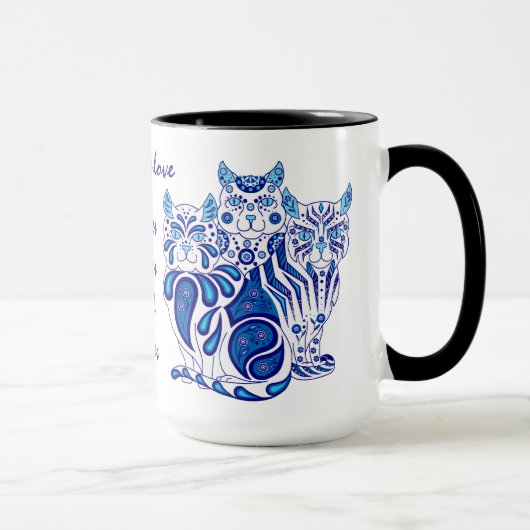 Mug Corrections/rayures/secousses bleues folkloriques (Droite)