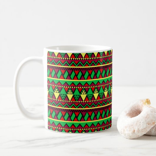 Mug Correspondance Kwanzaa Jaune Rouge Noir Vert (Avec donut)